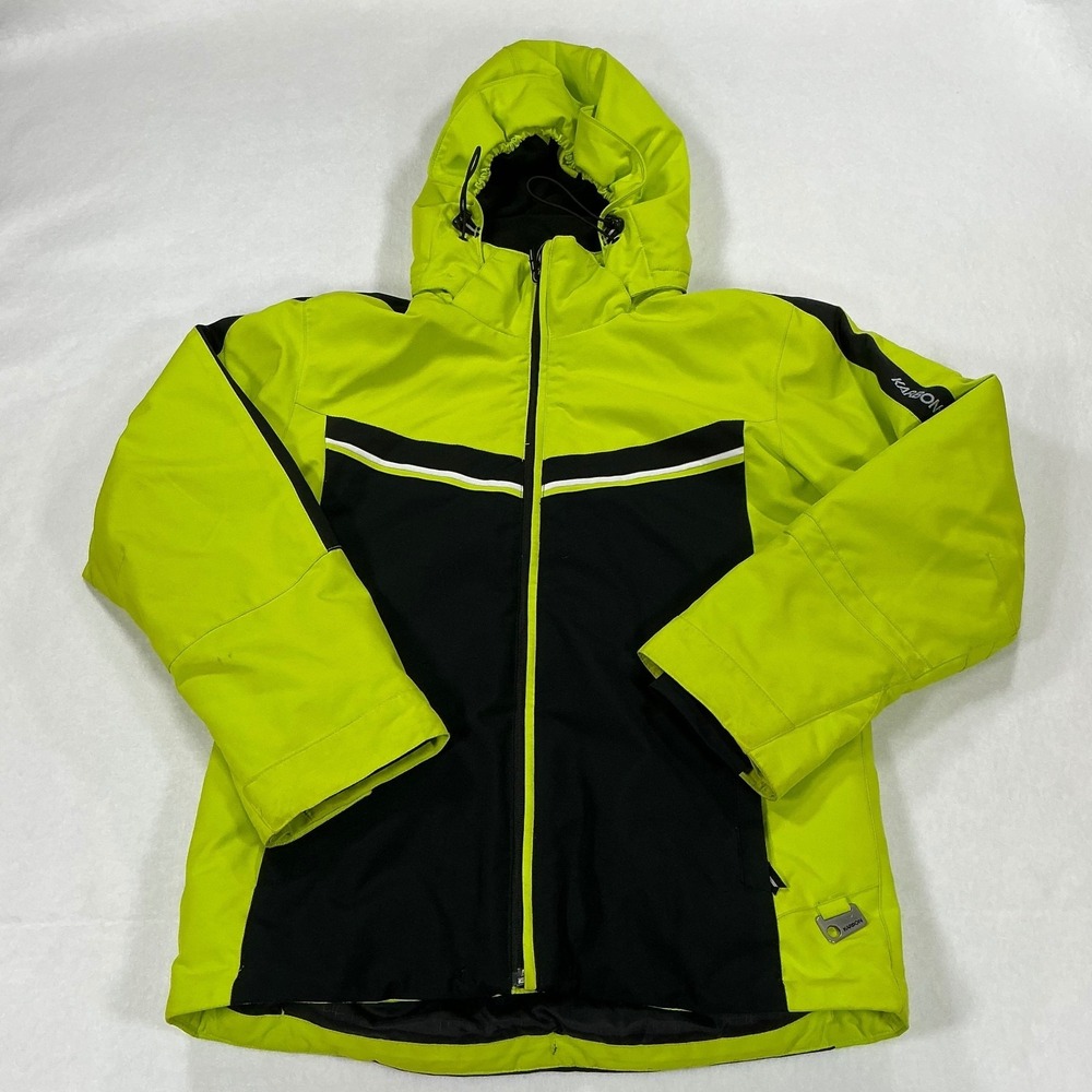 Karbon Youth Insulated Ski Jacket Size 14 Neon Yellow Black Waterproof Winter